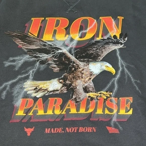 Under Armour Project Rock Iron Paradise Cutoff Sweatshirt Men L 1367037-010 - Picture 2 of 5